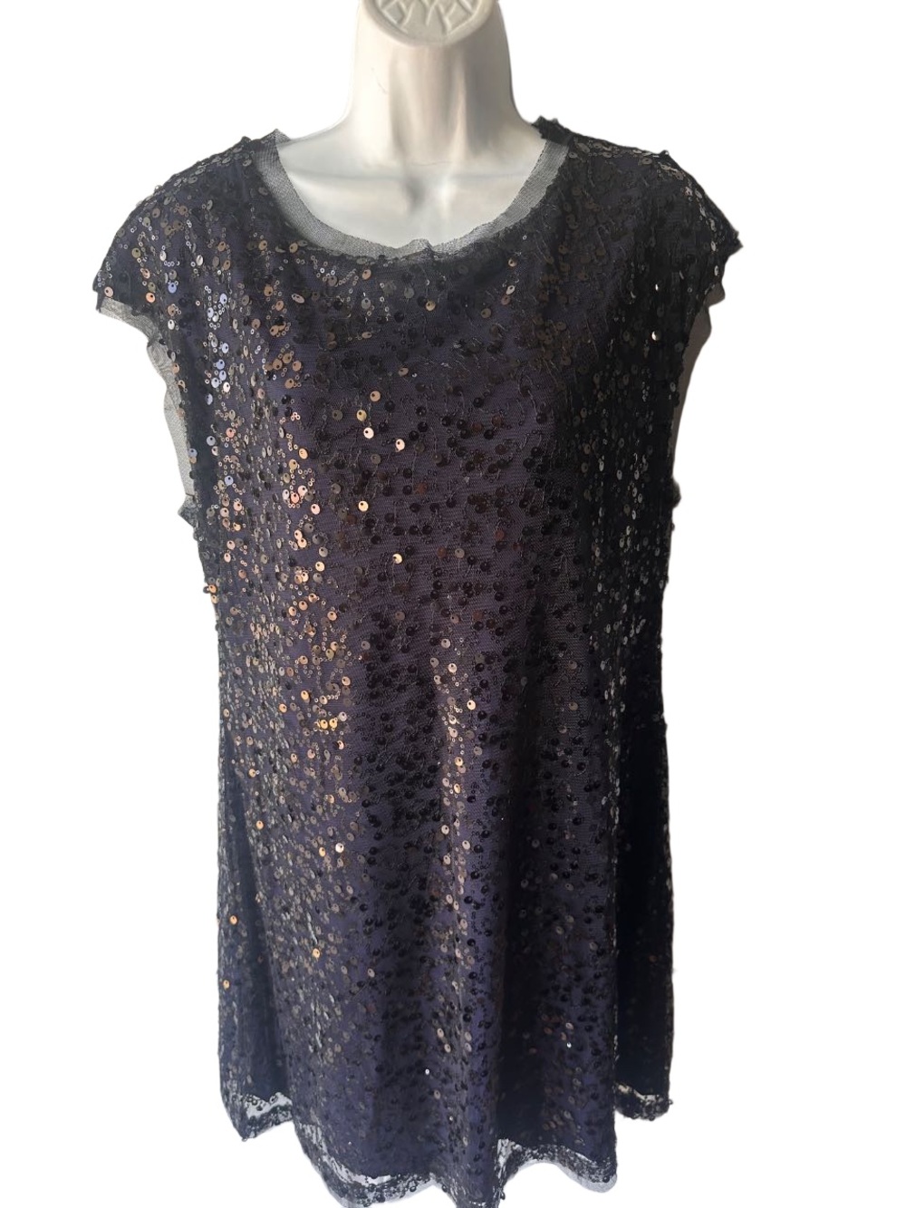 I.N.C. International Concepts Black Sequin Cocktail Dress Shimmering Mesh Size L